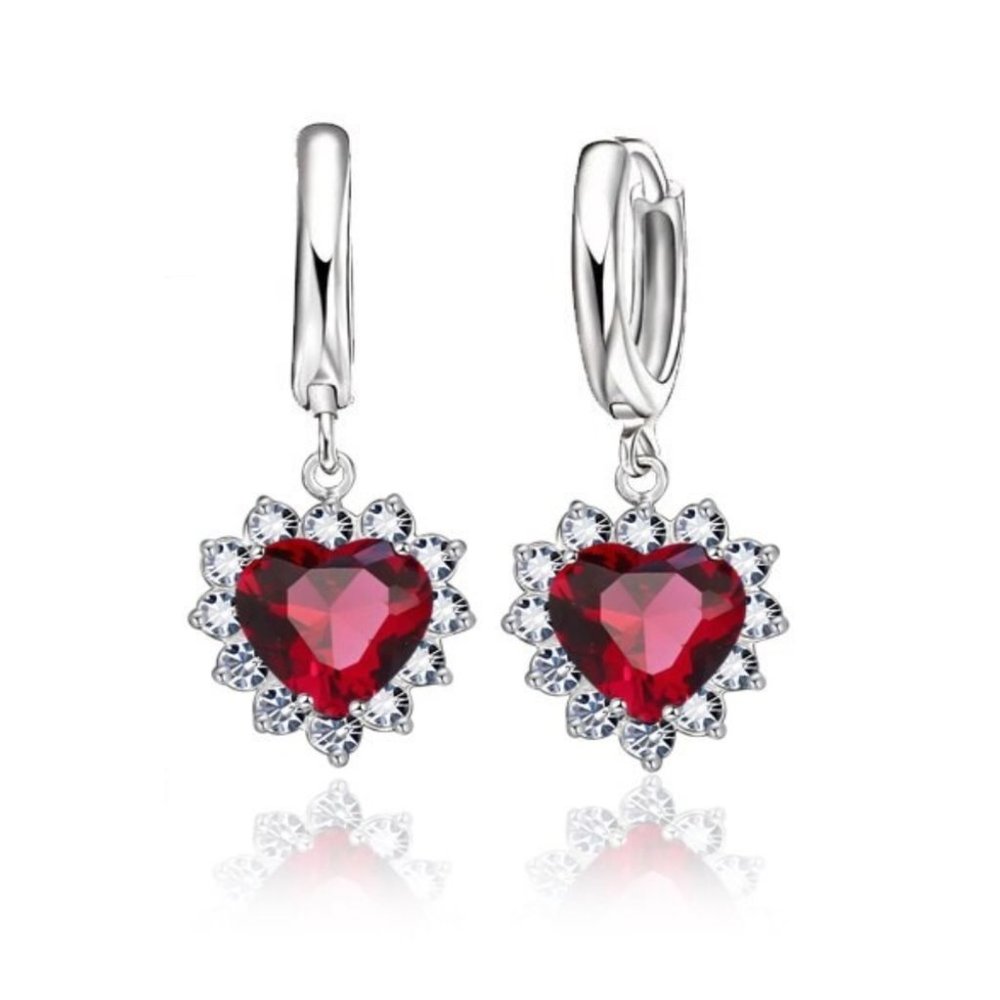 💎 Heart Necklace And Earrings 925 Sterling Silver Set - Picture 3 of 3